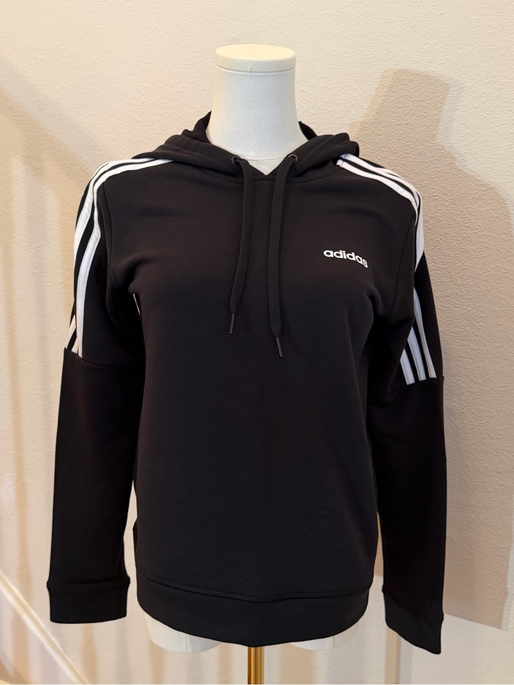adidas Climalite Black Hoodie with Three-Stripe Accents